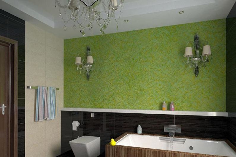 Kombinovaný dizajn kúpeľne - dekorácia na stenu