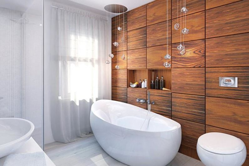 Banheiro combinado em estilo moderno - design de interiores