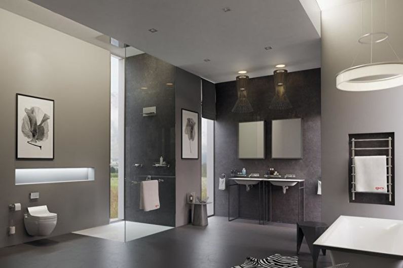 Baño combinado en estilo de alta tecnología - Diseño de interiores