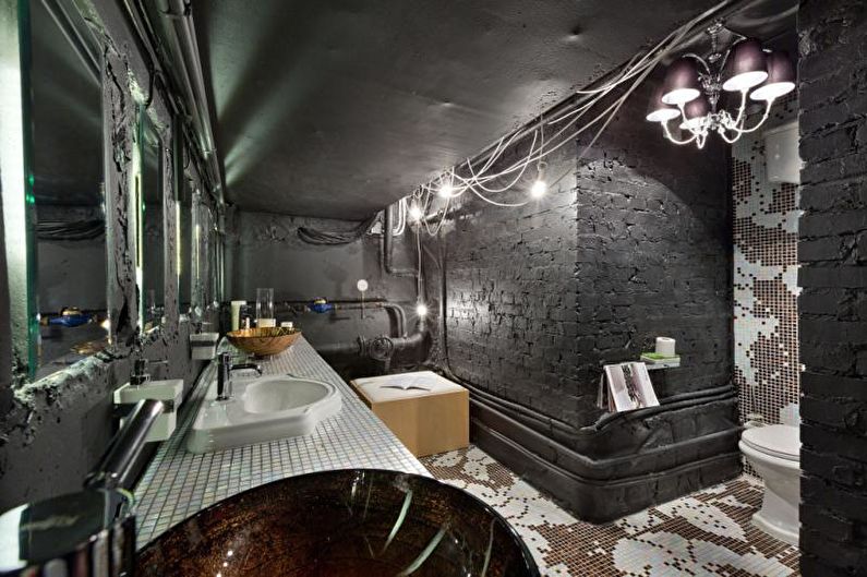 Kombinovaná kúpeľňa v podkrovnom štýle - interiérový dizajn