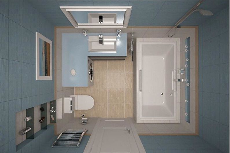 Projekt wnętrza połączonej łazienki - zdjęcie