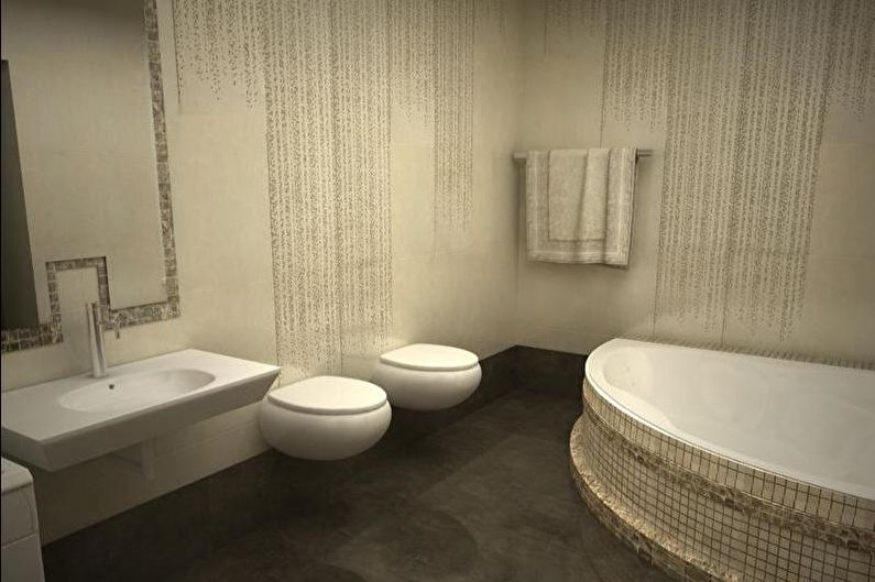 Kombinovaný dizajn kúpeľne - povrchová úprava podláh