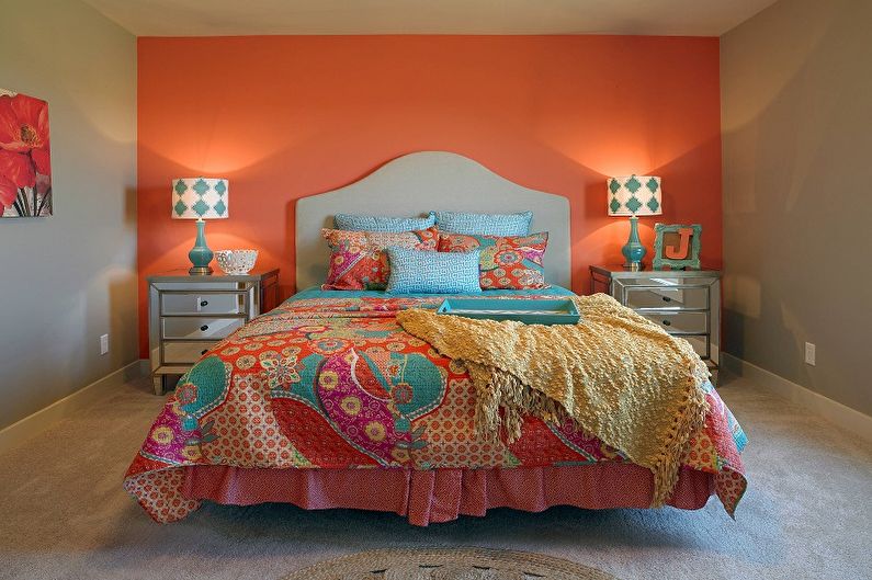 Dormitor portocaliu 10 mp - Design interior