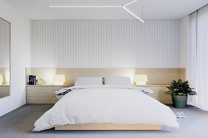Dormitorio 15 metros cuadrados. al estilo del minimalismo - Diseño de interiores