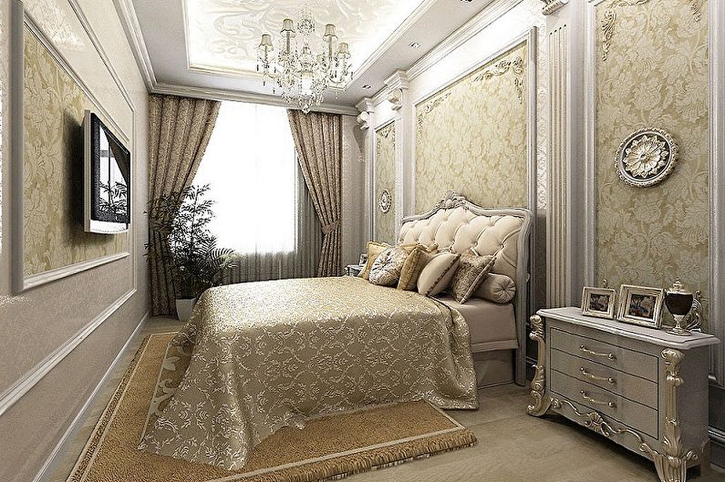 Dormitorio 15 metros cuadrados. en estilo clásico - Diseño de interiores