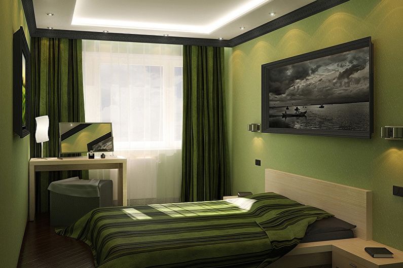 Interiørdesign av et soverom på 15 kvm. - Foto