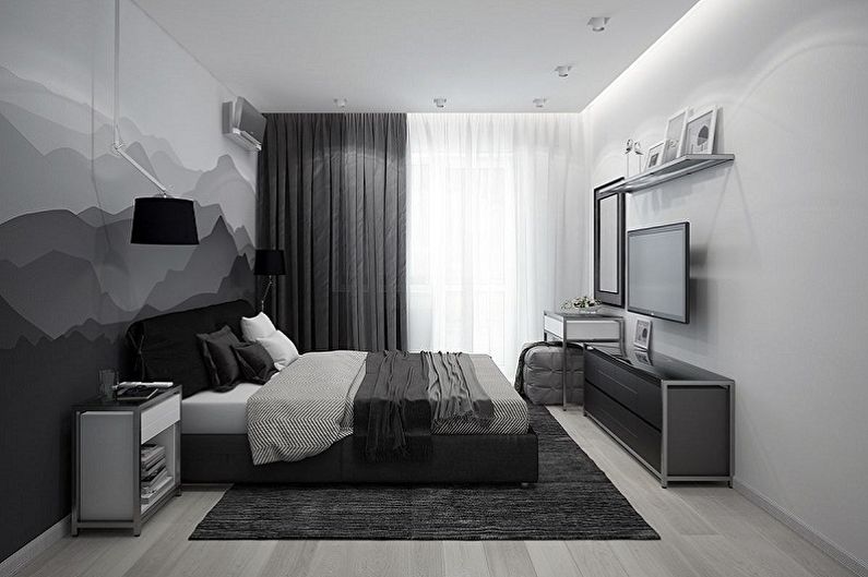 Diseño interior de un dormitorio de 15 metros cuadrados. - Foto