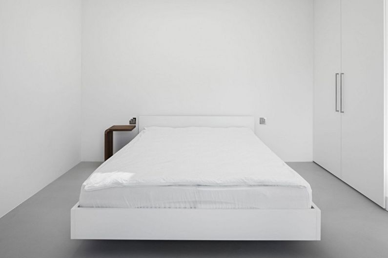 Oblikovanje spalnice 9 m2 - bela barva