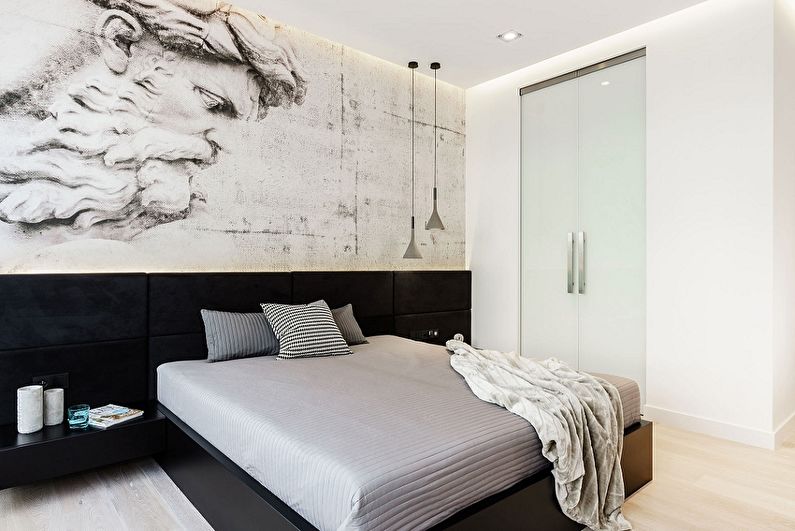 Oblikovanje spalnice 9 m2 v slogu minimalizma