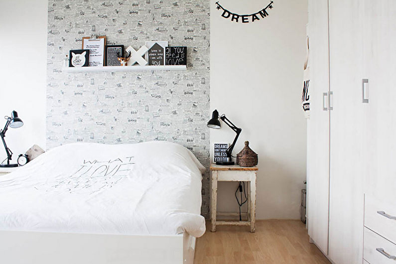 Oblikovanje spalnice 9 m2 v skandinavskem slogu