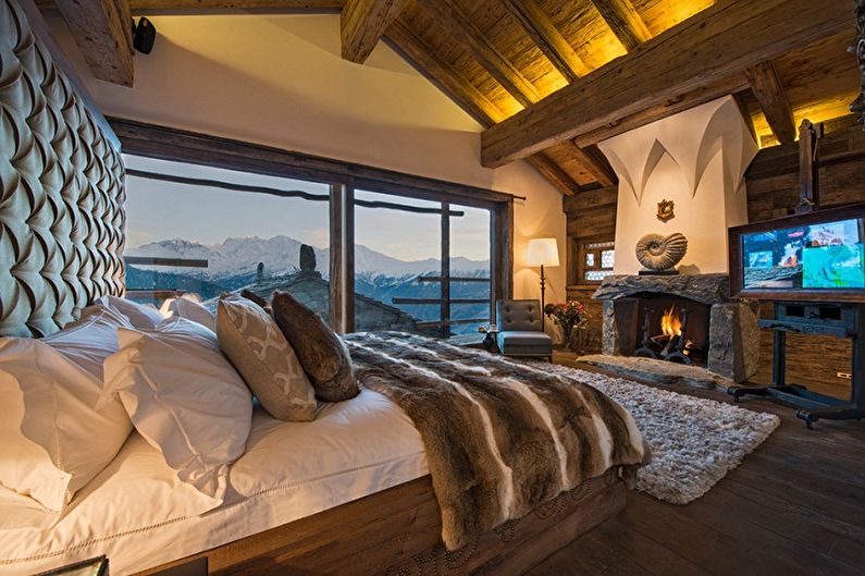 Podkrovná spálňa na horskej chate - interiérový dizajn