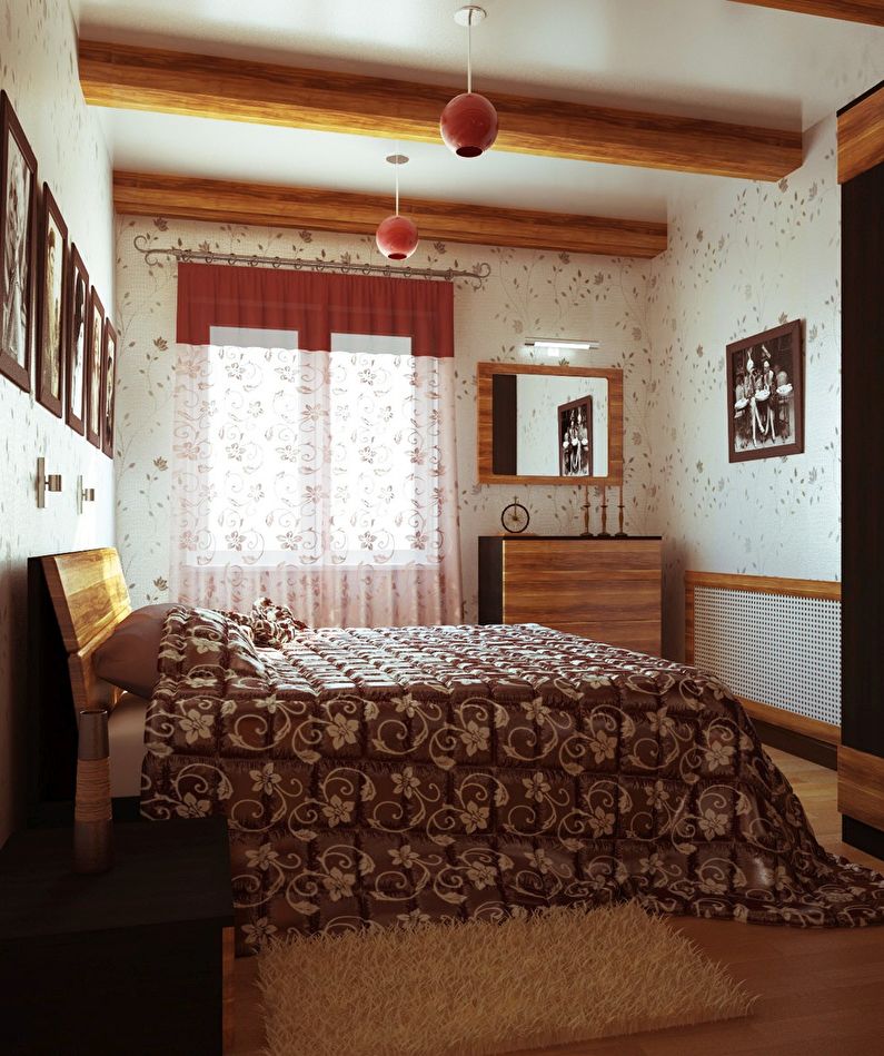 Oblikovanje spalnice v Hruščovu - podeželski slog