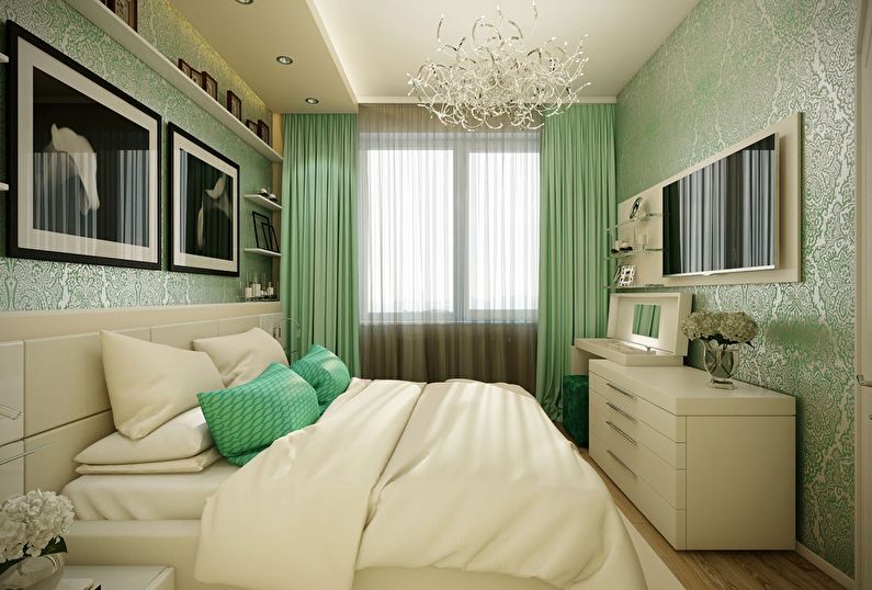 Zelena spalnica v Hruščovu - notranje oblikovanje