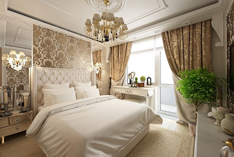 Projekt wnętrza sypialni w stylu klasycznym - zdjęcie