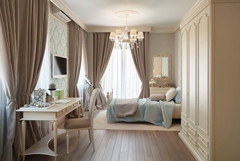 Diseño de interiores de dormitorio en estilo clásico - foto