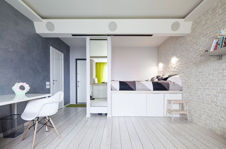 Oblikovanje spalnice v skandinavskem slogu - stenske dekoracije