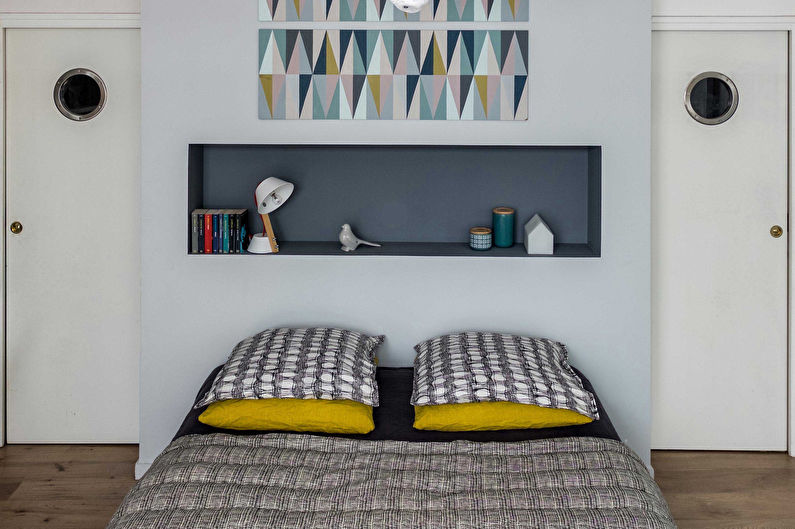 Sovrumsdesign i skandinavisk stil - inredning och textilier