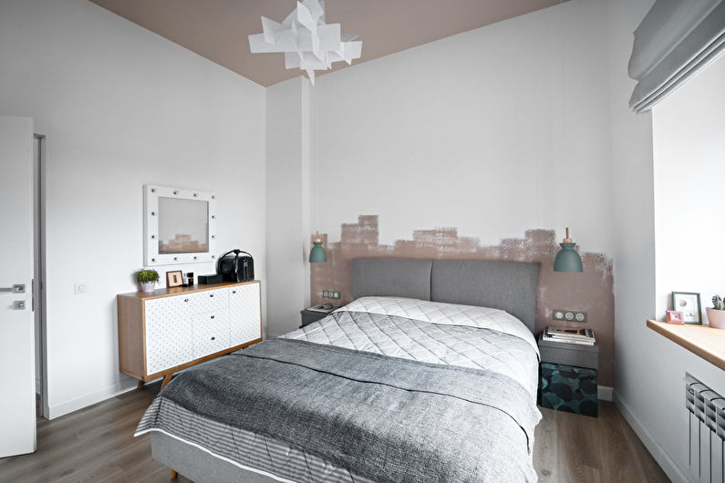 Siva skandinavska spalnica - notranje oblikovanje