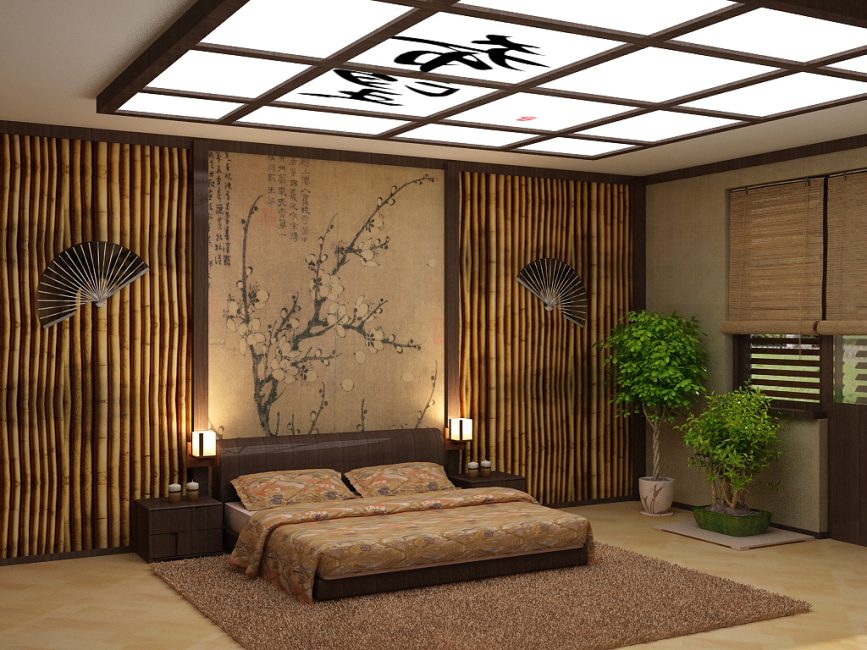Decoración de pared con bambú.