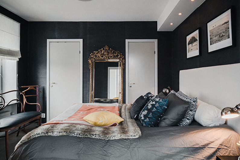 חדר שינה מודרני שחור - עיצוב פנים