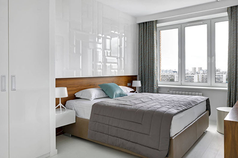 חדר שינה אפור בסגנון מודרני - עיצוב פנים