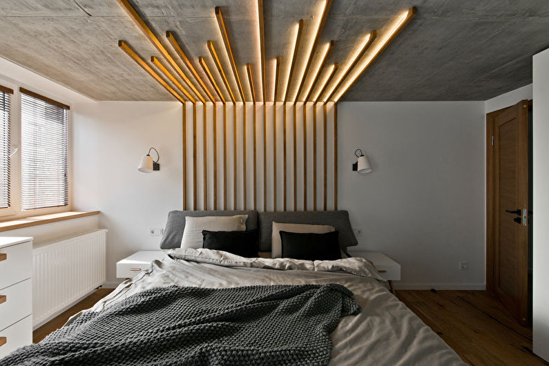 Dormitor în stil mansardă gri - Design interior