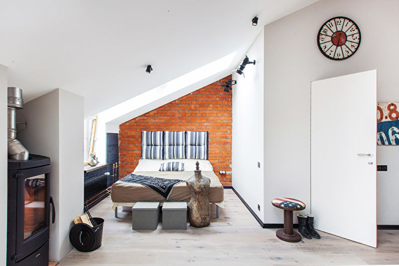 Design dormitor în stil mansardă - Finisaj de tavan