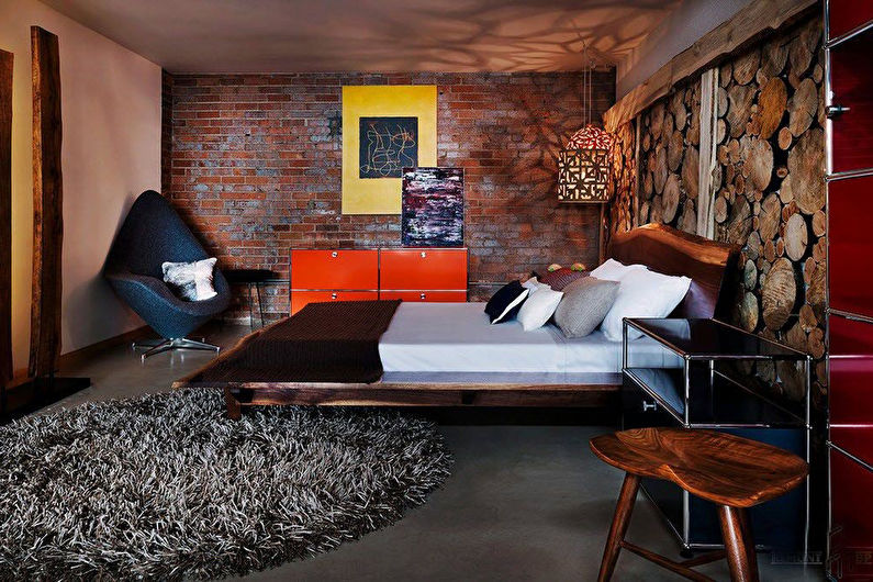 Design interior dormitor în stil mansardă - fotografie