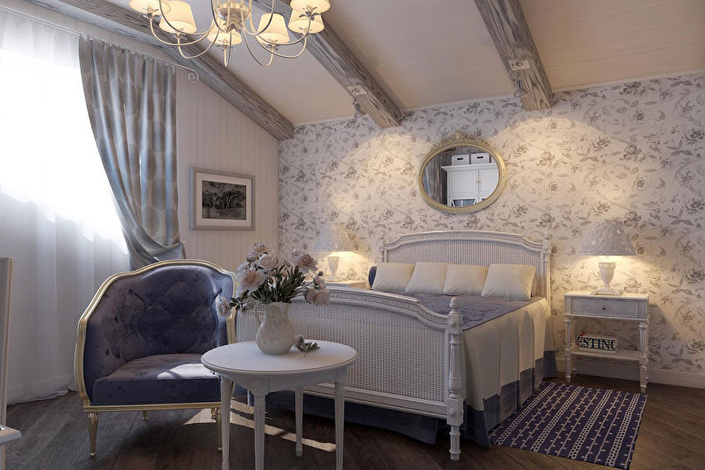 Design de quarto em estilo provençal - decoração de teto