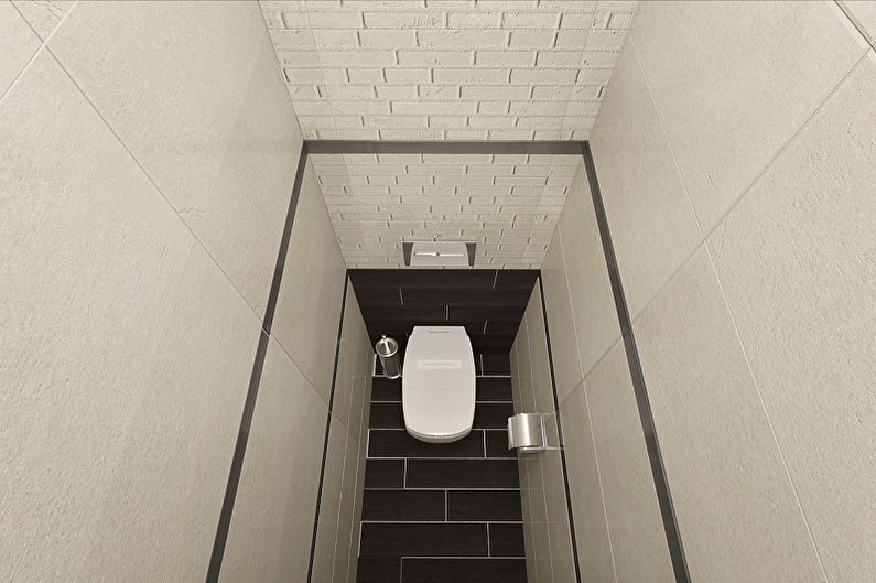 Toalett i Khrusjtsjov i stil med minimalisme - Interiørdesign