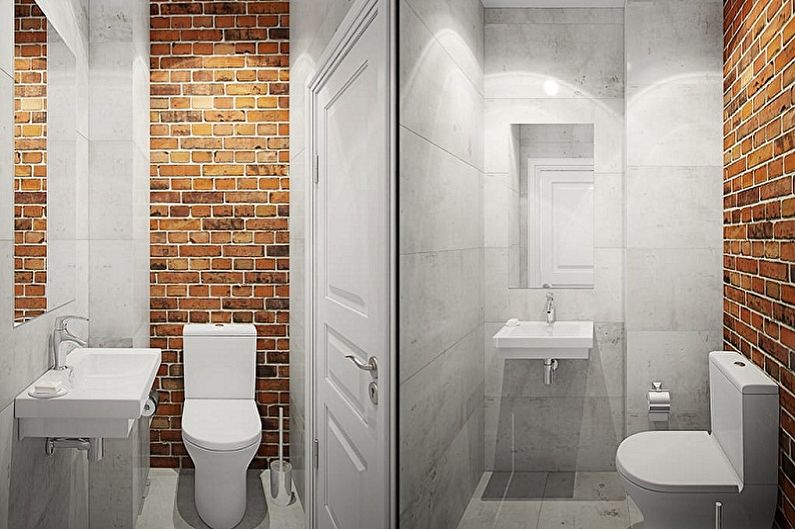 Toalett i loftstil i Khrusjtsjov - Interiørdesign