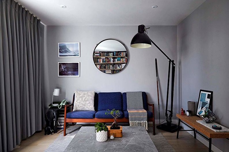 Úzky dizajn obývačky - farby