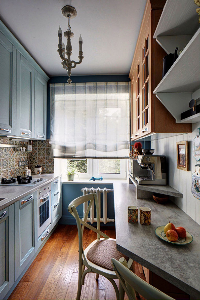 Cozinha estreita em estilo Provence - Design de interiores