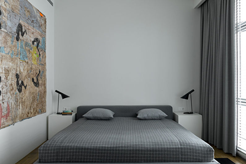 Projekt wnętrza wąskiej sypialni - zdjęcie