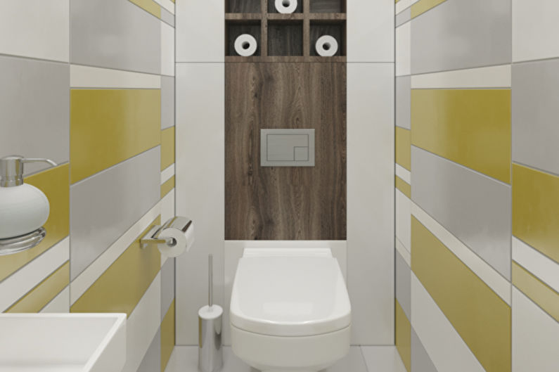 Design estreito de banheiro - sistemas de armazenamento