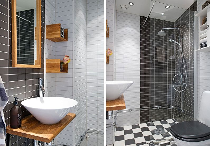 Kúpeľňa 4 m2 v škandinávskom štýle - interiérový dizajn