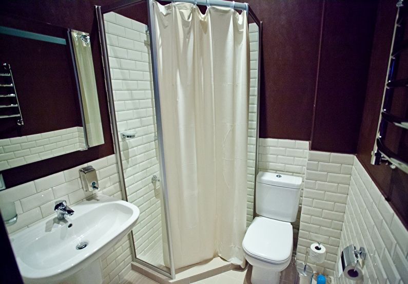 Interiérový dizajn kúpeľne 4 m2 so sprchou - foto