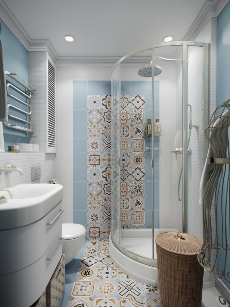 Kúpeľňový dizajn 4 m² - Stropná dekorácia