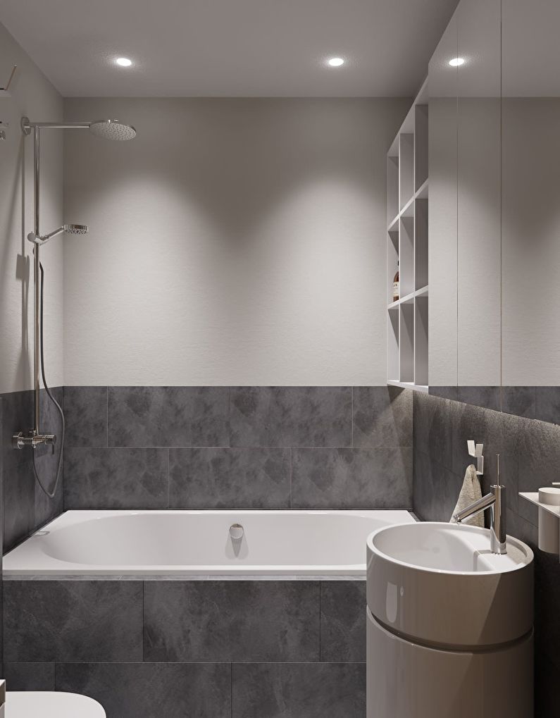 Diseño de baño en Jruschov - estilo minimalista