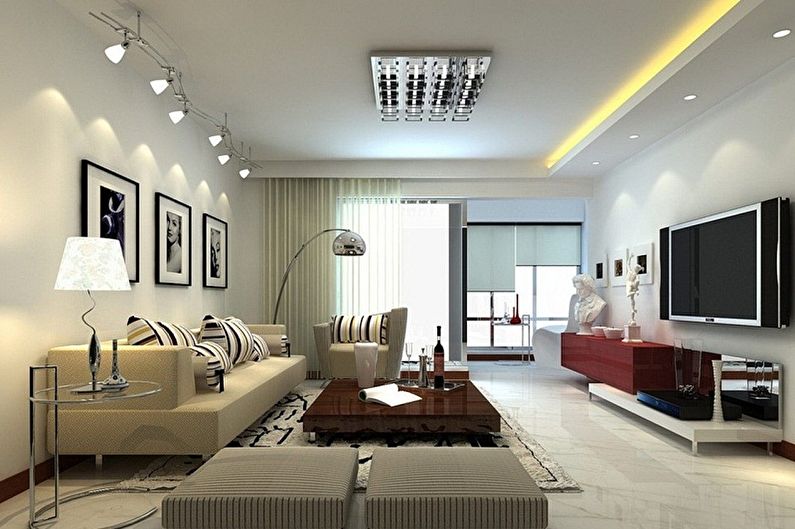 Σχεδιασμός της αίθουσας στο διαμέρισμα - Έπιπλα και φωτισμός