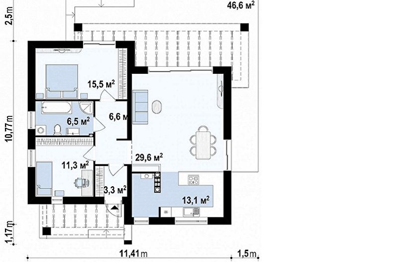 Moderne høyteknologiske husprosjekter-Lite en-etasjers hus