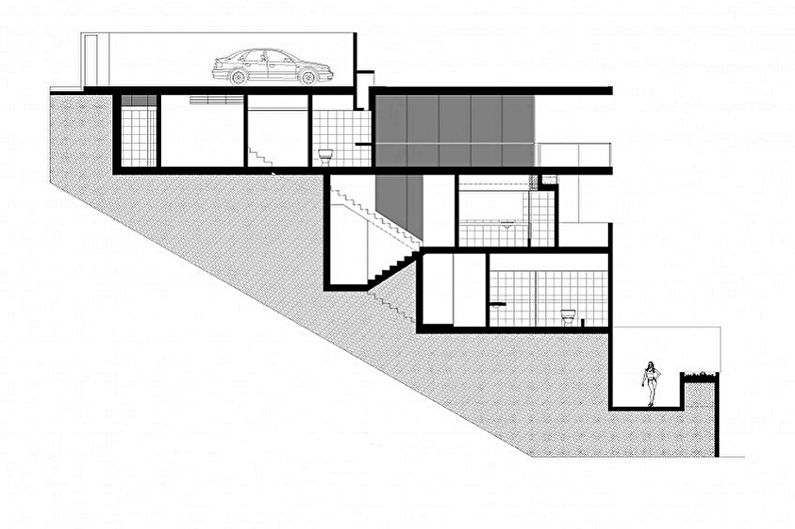 Σύγχρονα σχέδια σπιτιών υψηλής τεχνολογίας - Κομψό σπίτι σε μια πλαγιά