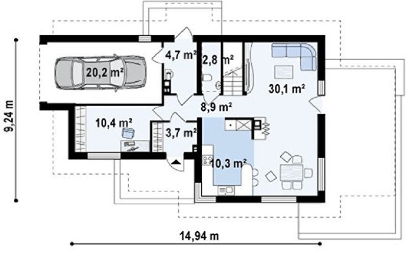 Projetos de casas em estilo chalé moderno - Casa estilo chalé com garagem