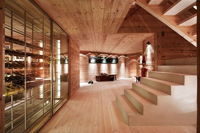 Moderne husdesign i chaletstil - Ett etasjes hus med loft og kjeller