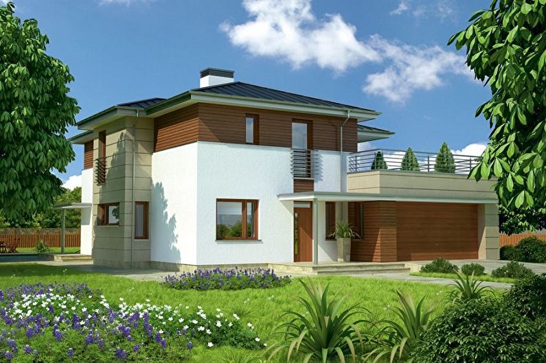 Moderné projekty dvojpodlažných domov-Dvojpodlažný dom s garážou