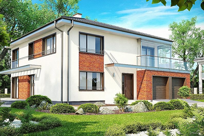 Moderné projekty dvojpodlažných domov-Dvojpodlažný dom s garážou