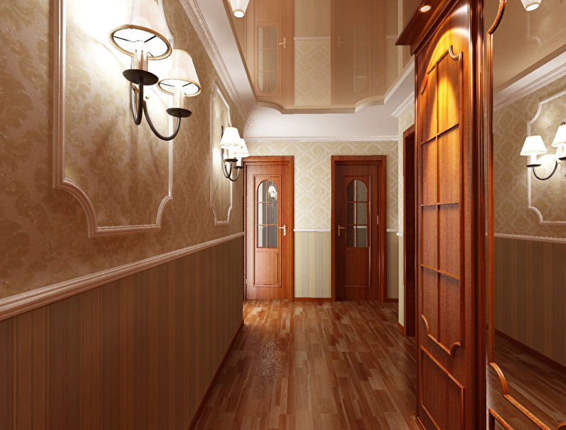 Dvonivojski raztegljivi stropi na hodniku in hodniku