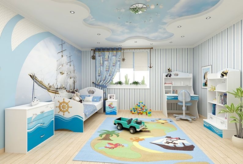 Dvostopenjski raztegljivi stropi v otroški sobi