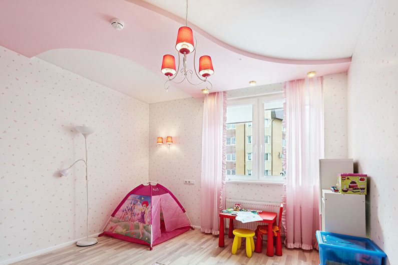 Τεντωμένες οροφές δύο επιπέδων στο παιδικό δωμάτιο
