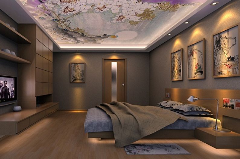 Sufit dwustronny z płyt gipsowo-kartonowych w sypialni